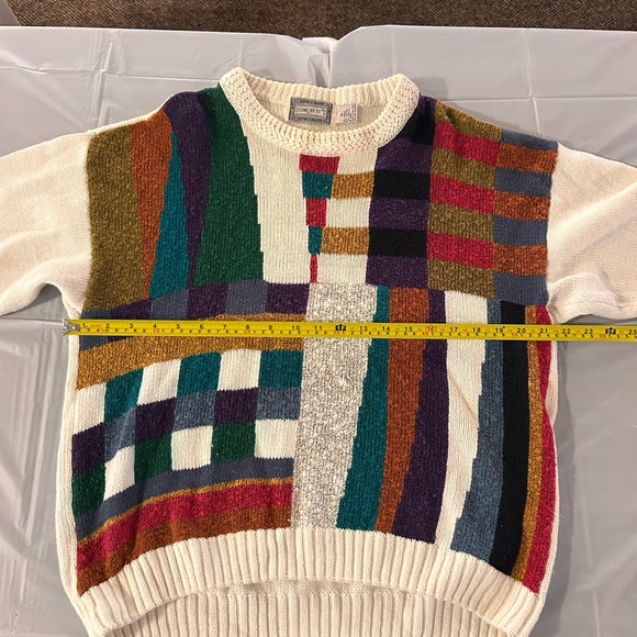 Vintage Concrete Mix Men's Pullover Multi-Color Abstract Knit Sweater Size Med - Picture 4 of 6